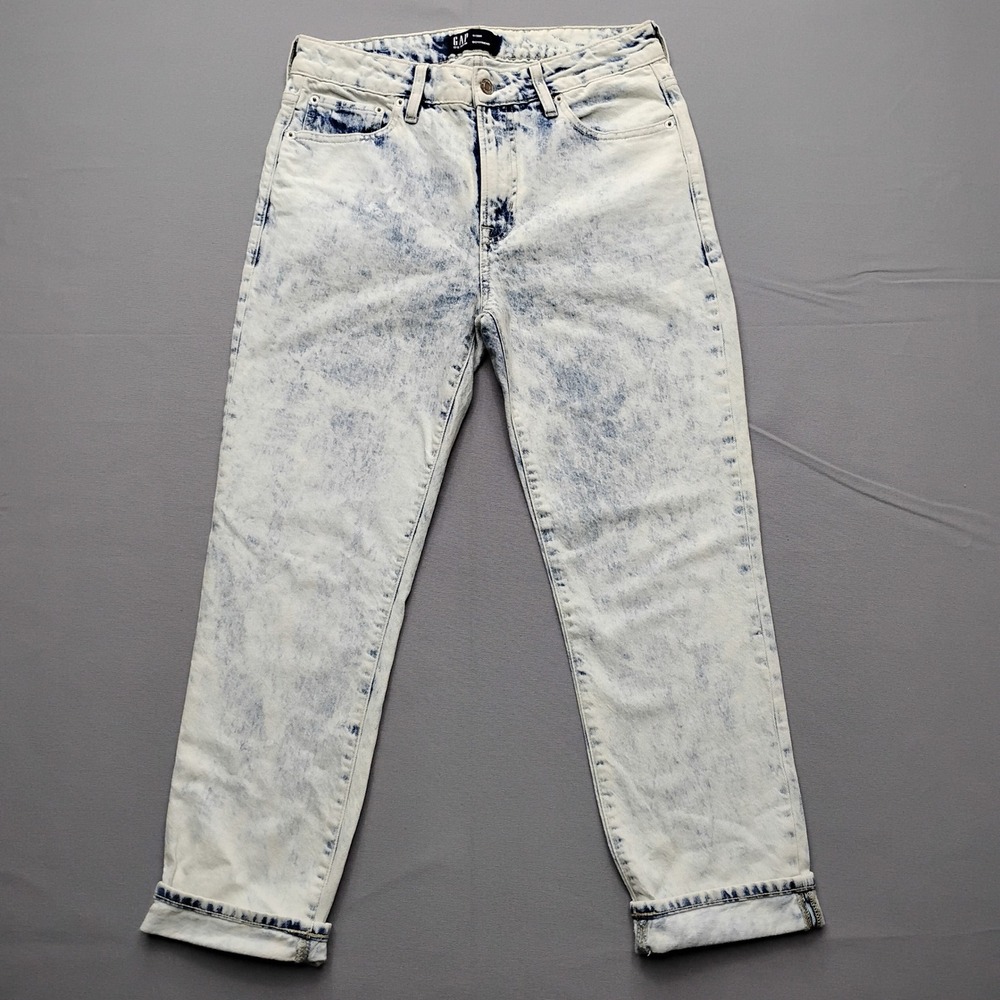GAP Slim Boyfriend‎ Jeans Light Lago Acid Wash Blue Denim 6/28R 669993-00